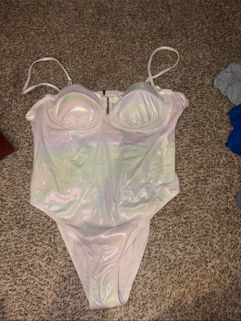 Iridescent White One-Piece Swimsuit